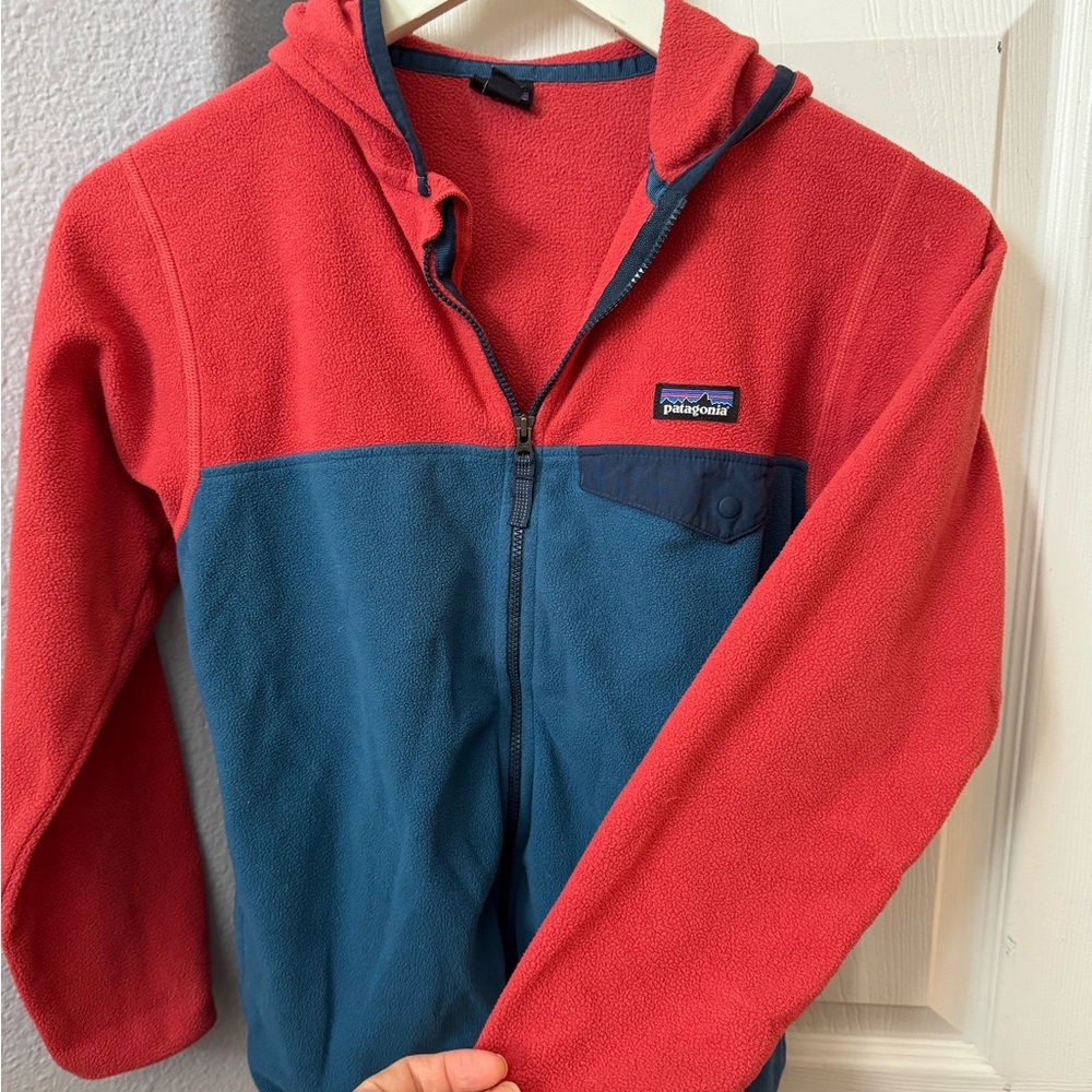 Patagonia Two-Tone Fleece Jacket in Red and Blue